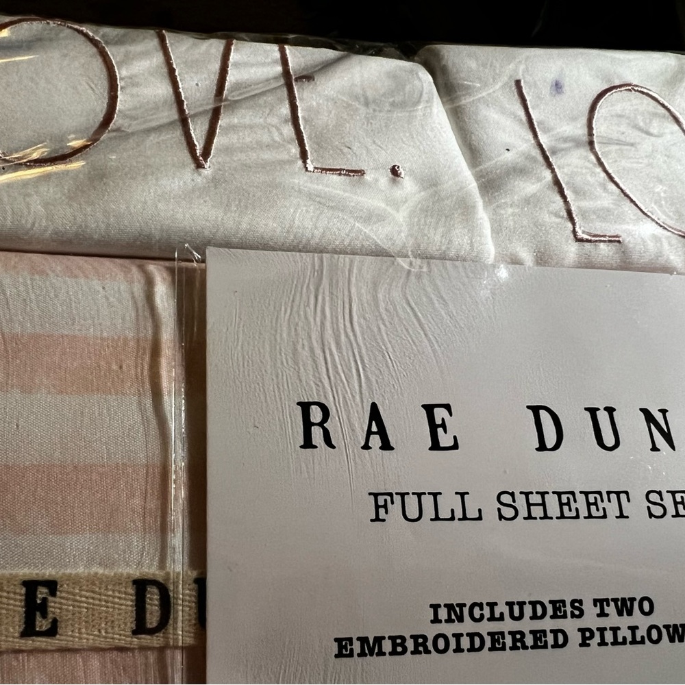 Rae Dunn LOVE Striped Sheet Set -FULL SHEET  SET
(NOT  twin size)